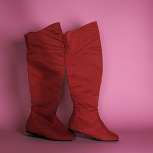 Elegant Red Over the Knee Women's Boots